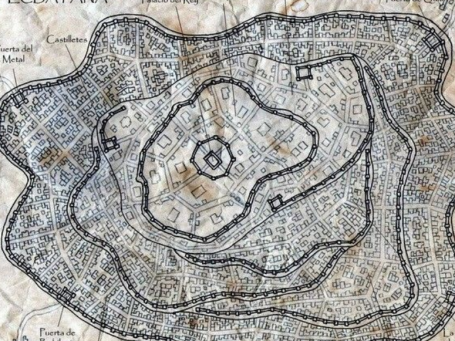 Oude plattegrond van de stad Ecbatana ( nu Hamedan, Iran)